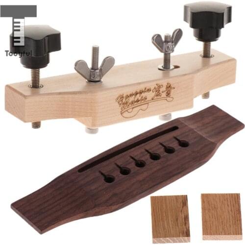 Tooyful 1 Set Acoustic Guitar Left Hand Rosewood Bridge with Bridge Clamp DIY Guitars Replacement Repair Accessory