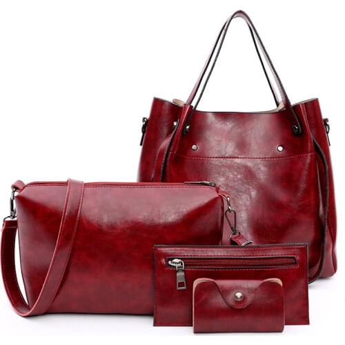 4PCS Womens Bag Set Casual Rivet Fashion Street PU Leather Ladies Handbag Messenger Shoulder Bag Wallet Bags Famous brand 2021