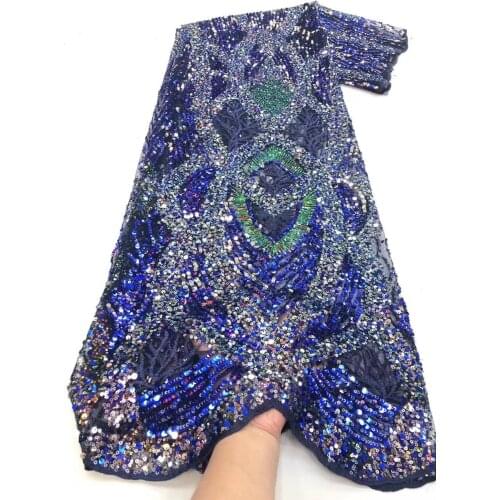 Nigeria Mesh Lace French Sequin Fabric 2021 High Quality Embroidery African Lace Mesh Fabric Wedding Dress D4525