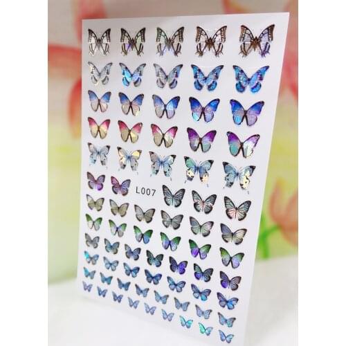 New 3D Blue Butterfly Nail Sticker Foil Adhesive Decals Beautiful Butterflies Manicure Art Decorations on Nails Accessories