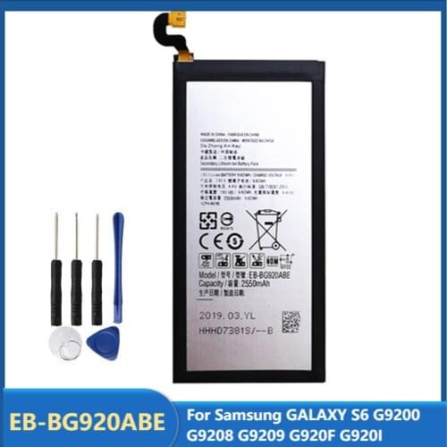 Original Replacement Phone Battery EB-BG920ABE For Samsung GALAXY S6 G9200 G9208 G9209 G920F G920I EB-BG920ABA 2550mAh