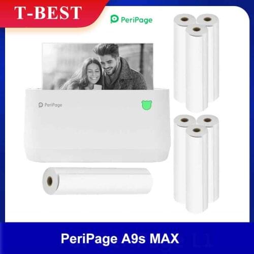 PeriPage A9s MAX Mini Portable Photo Printer 304dpi BT Wireless Thermal Printer Label Maker Support 107mm/77mm/57mm Paper