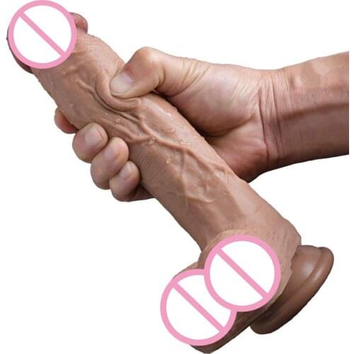 22CM Realistic Silicone Dildo Large Dildo Sex Toy for Women with Thick Glans Real Dong with Powerful Suction Cup Stiff Cock