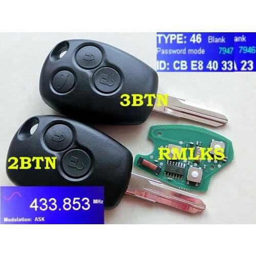 RMLKS Remote Key 433Mhz PCF7946 PCF7947 Chip With VAC102 Blade Fit For Renault Clio DACIA Logan Sandero 2 3 Button Remote key