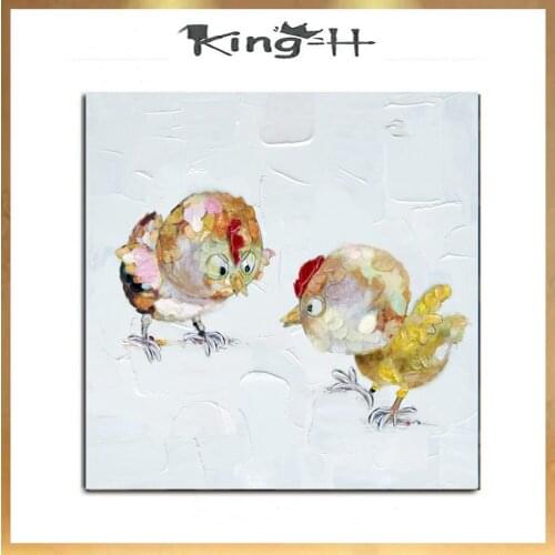 Pintura de pollo divertida de animales preciosos de alta calidad 100% hecha a mano + IMPRESIÓN para decoración del hogar para do