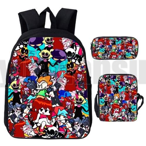 3D Shooting Game Friday Night Funkin Backpacks School 3 Pcs/Set Anime Teenager Fnf Backpacks for School Teenagers Girls Bookbag