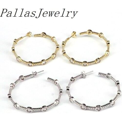 5Pairs, CZ Micro Pave Fashion Wedding Jewelry Mix Color Romantic Zirconia Circle Earrings for Girls Women Gift