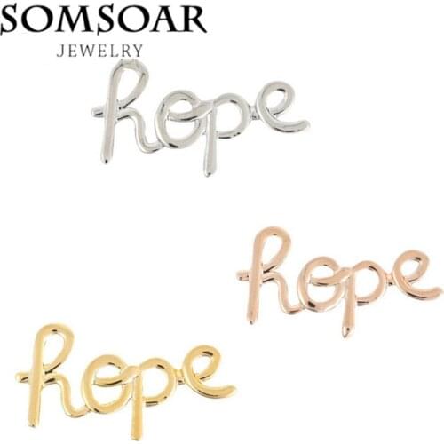 Somsoar Jewelry Hope Slide DIY handmade Charms Keys for Mesh Bracelet Reversible Leather Wrap Bracelets Necklace 10pcs/lot