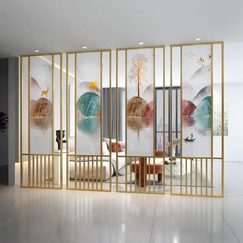 Light luxury Nordic entrance room dividers living room entrance office hotel metal custom hollow seat screen