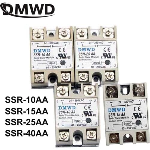 1pc Solid State Relay SSR-10AA SSR-15AA SSR-25AA SSR-40AA 10A 15A 25A 40A AC Control Relais 80-250VAC TO 24-380VAC high quality