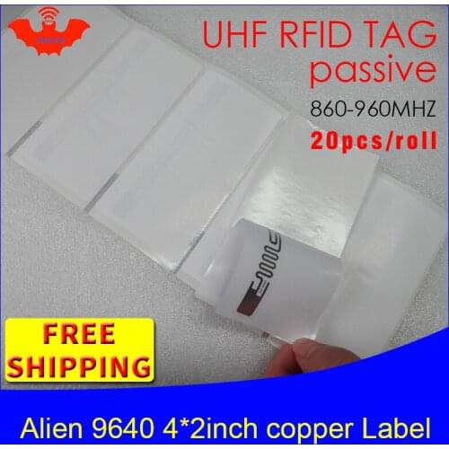 UHF RFID tag sticker Alien 9640 printable copper label 860-960mhz Higgs3 EPC 20pcs free shipping self-adhesive passive RFID labe