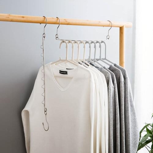 Stainless 8 Holes Hanger Wardrobe Finishing Artifact Hanging Clothes Rack Household Magic Clothes Stand Rack