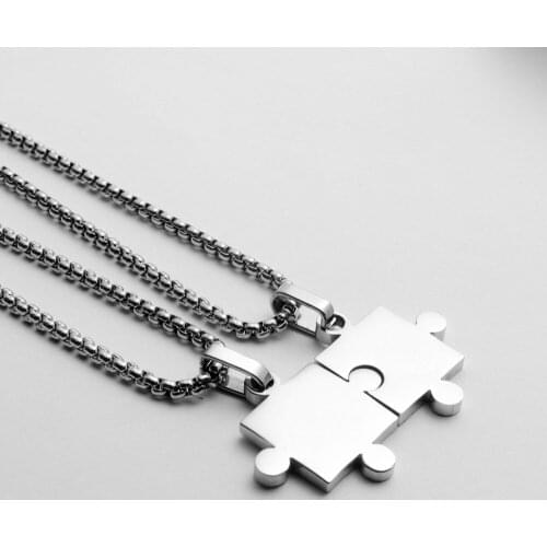 Puzzle best friends necklace for women teen girls stainless steel back to school korean style punk hip-hop friendship necklace