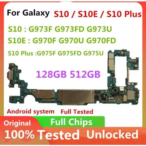 512GB 128GB For Samsung Galaxy S10 S10+ S10E Original Motherboard G975F G975FD G975U G973F G973FD G973U G970F G970U G970FD