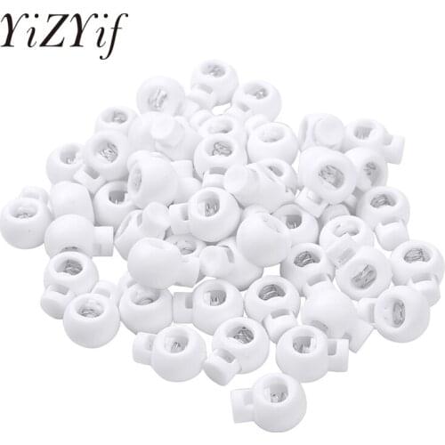 100Pcs Toggle Single Hole Spring Loaded Drawstring Cord Locks Clip Round Ball Shape Luggage Lanyard Stopper Sliding Fastener