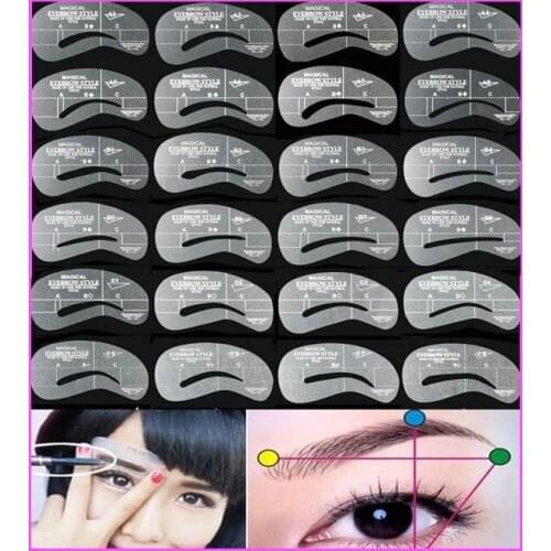Wholesale 24pcs/set Grooming Stencil MakeUp Shaping DIY Beauty Eyebrow Template Stencils Make up Tools Accessories