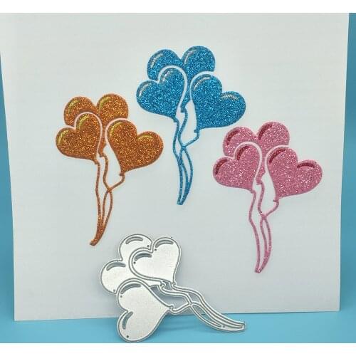 3 heart-shaped balloons, holiday balloon gift metal cutting mold, scrapbook album decoration DIY handmade art