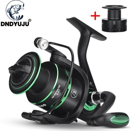 5.2:1 Fishing Reel Max Drag 8Kg Carp Spinning Reel 2000-6000 Spool Spinning Wheel 1PC Aluminium + 1PC Nylon Winding Cup