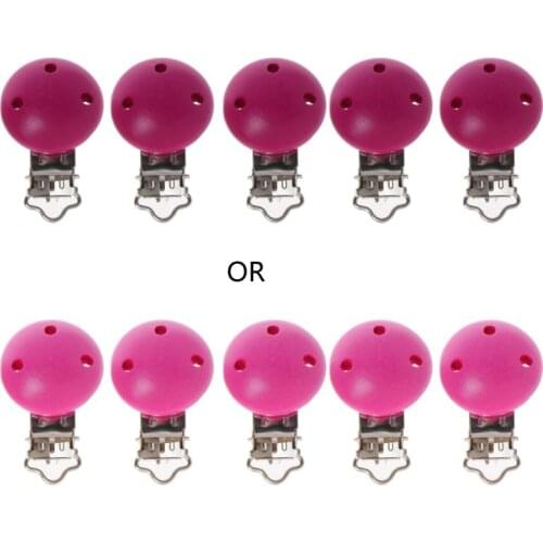 5pcs Metal Wooden Baby Pacifier Clips Solid Color Holders Infant Soother Clasps GXMB