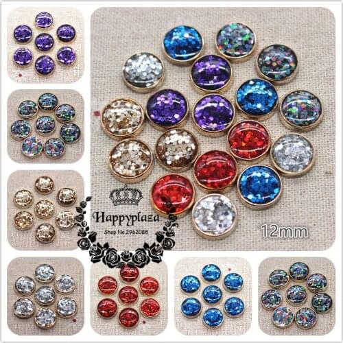 50PCS 12mm Golden Circle Glitter Enamel Round Flatback Button Home Garden Crafts Cabochon DIY Scrapbook Accessories