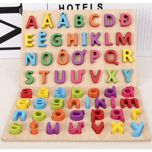 Abc Uppercase And Lowercase Letters Puzzle Wooden Toys Early Learning Jigsaw Preschool Educational Baby Toys For Children