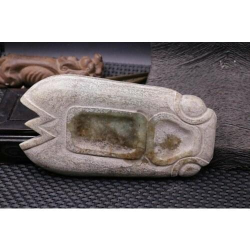 Big Treasure Chinese Vintage Hetian Old Jade Cicada Ink Plate Totem Statue Amulet Carving LZK Timestown 20201126A