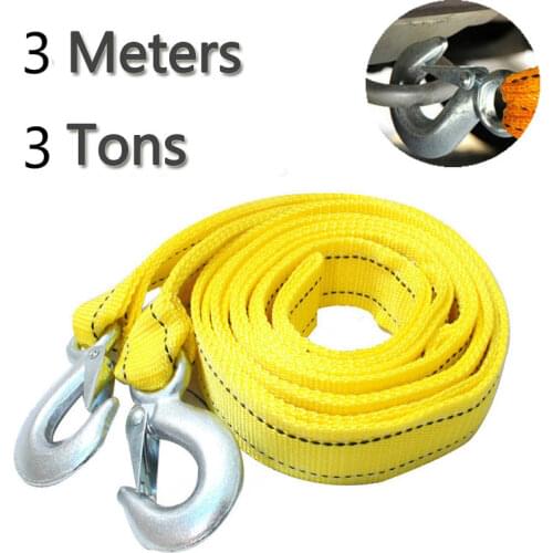 3M Heavy Duty 3Ton Car Tow Cable Towing Pull Rope Strap Hooks Van Road Recovery