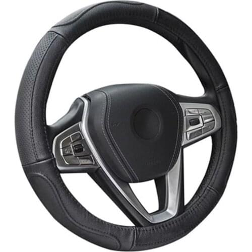 Steering Wheel Cover Head Layer Cowhide Car Microfiber Leather Non-slip Properties Breathable UV Barrier Cover