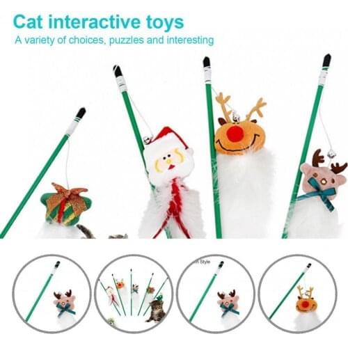Decompression Cute Pet Cat Wand Plush Doll Feather Teaser Pet Accessories