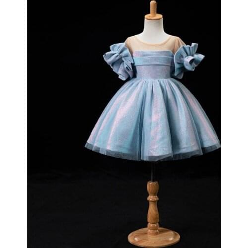 Elegant Christmas Vintage Costume Kids Clothes Children Sequin Princess Dress Girl Party Wedding Pageant First Communion Vestido