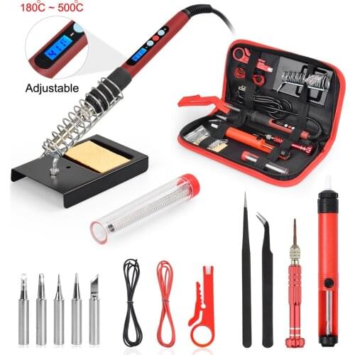220V/110V 60W Electric Soldering Irons Adjustable Temperature LCD Digital Display Internally Heated Ceramic Core Welding Tool
