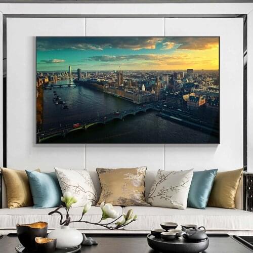 Westminster Skyline Sunset Landscape Canvas Art Paintings Posters and Prints England Sunset Scenery Wall Pictures for Home Decor