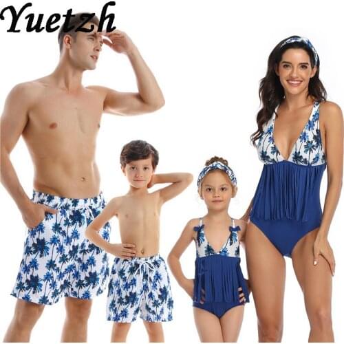 Family swimwear girls women swimsuit one piece boys kids child children swimming suit 2020 New men swim wear pan beachwear