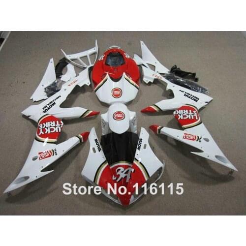 Injection molding hot sale ABS fairing kit for YAMAHA R6 2008 -2014 white red LUCKY STRIKE fairings set YZF R6 08 - 14 DX76