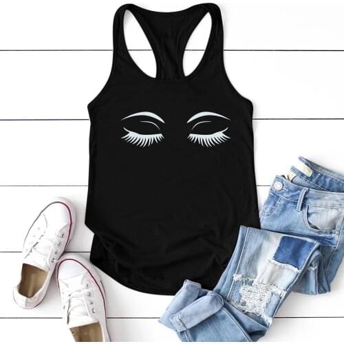 2020 Casual Eyes Printing Tank Top Women Sleeveless Summer Vest for Girls Graphic Round Neck Tank Tops Female Fashion Plus Size