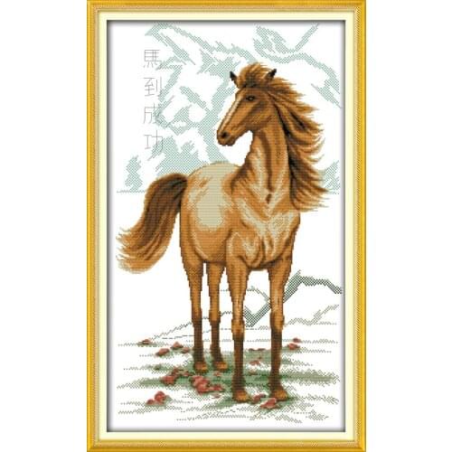 Horse bring success (10) cross stitch kit 14ct 11ct pre stamped canvas embroidery DIY handmade needlework