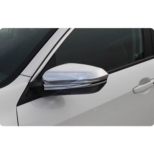 ABS Chrome For Honda Civic 10th 2016 2017 2018 Accessories Car Rear View Mirror Covers Shell Rearview Mirror Strip Trim Cover
