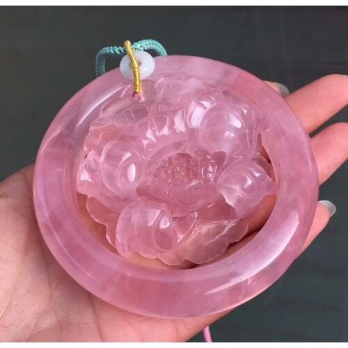 Genuine Natural Rose Quartz Pink Crystal Woman Bangle Beads Bracelet Inner Diameter 57mm AAAAAA