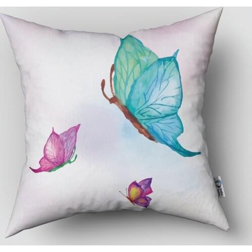 Cushion Cover-Pillow Case Decorative Sofa Bed Pillow Cover for Childrens Room Powder Pink Butterfly Model 224