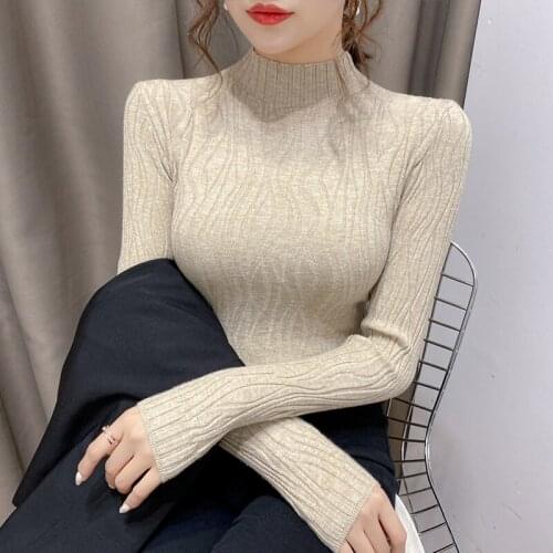 2021 New Arrival Promotion Womens Half Turtleneck Sweater Bottomed Shirt with Autumn And Winter Clothing