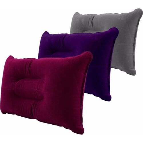 Portable Outdoor Air Inflatable Pillow Double Sided Flocking Cushion Travel Plane Hotel Sleep Camping Hiking Worldwide