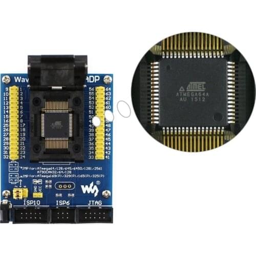 M64+ ADP # ATmega64 ATmega128 ATmega169 mega64 mega128 mega169 TQFP64 AVR Programming Adapter Test Socket + Free Shipping