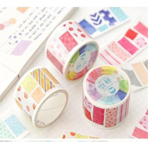 Hand Tear Washi Tape Color Cute Grid Masking Tapes Sticker Film Sticker Material Decoration DIY Sticky Paper Office Supplies