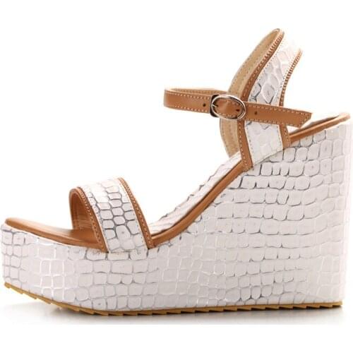 Summer Women Wedges Sandals Fashion Retro Sexy Classics Buckle Narrow Band Waterproof Consice Height 30-43