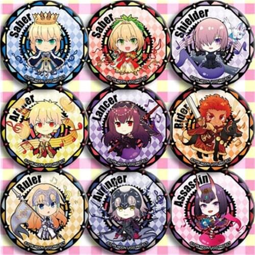 Anime Cartoon Fate Grand Order FGO Gilgamesh Nero Shuten douji Jeanne d'Arc Badge Brooch Halloween Cosplay Badge Christmas Gift