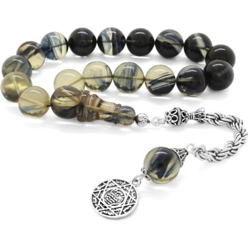 Tesbihane 925 Sterling Silver Rope Tassels Cottage Black Fire Amber Efe Rosary