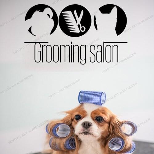 Pet Grooming Salon Vinyl Wall Decals Dog Domestic Animals Beauty Wall Sticker For Pets Dog Care Shop Wall Murals Poster WQ43