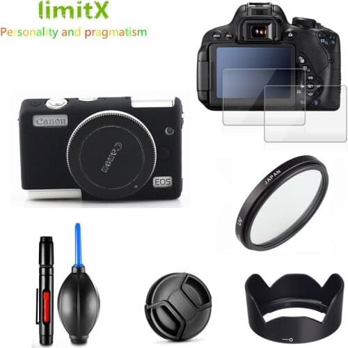 Protection Kit Camera case Screen Protector UV Filter Lens hood Cap Cleaning pen Air Blower for Canon EOS M200 15-45mm lens