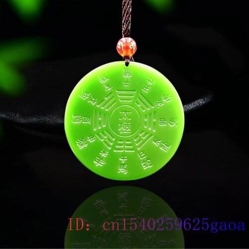 Green Jade Tai Chi Pendant Jewellery Gemstone Chinese Women Necklace Gifts Fashion Lucky Carved Charm Amulet Natural