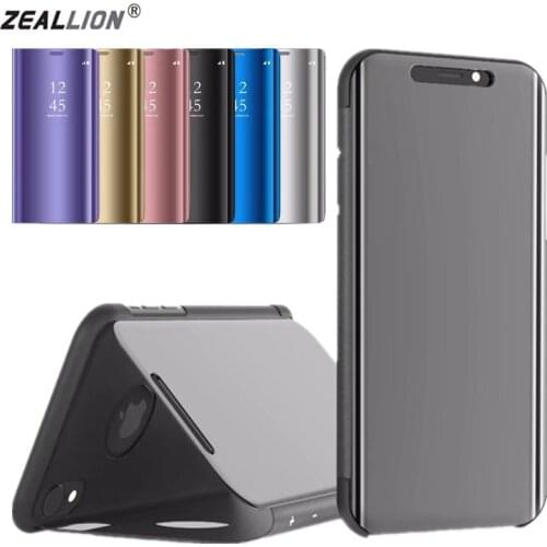 ZEALLION Case For iPhone 6 7 8 Plus X XS XR 11 12 pro Max Cover Mirror Flip Clear Leather Flip Stand Case